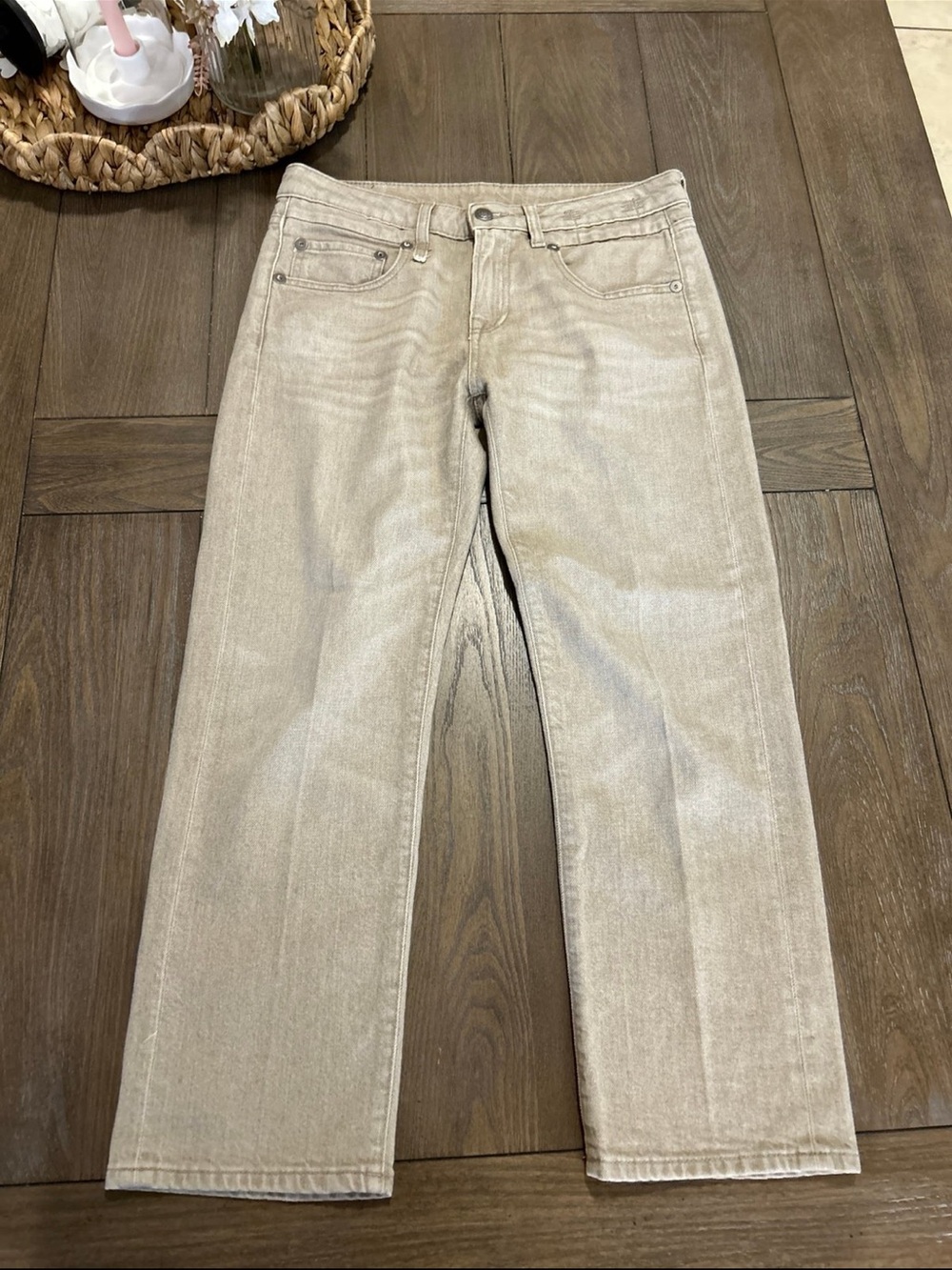 R13 Beige Straight-Leg Jeans